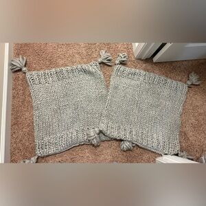 Like new Crate and barrel 23x23 inches Chunky Knit Gray Pillow Covers